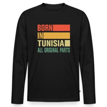 Né en Tunisie - T-shirt manches longues Premium bio Homme - noir - Devant - Nico (187cm)