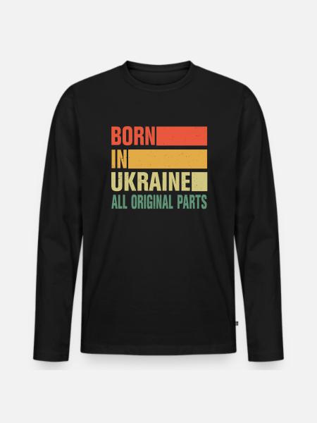 Born in Ukraine - Men's Premium Organic Long Sleeve Shirt - black