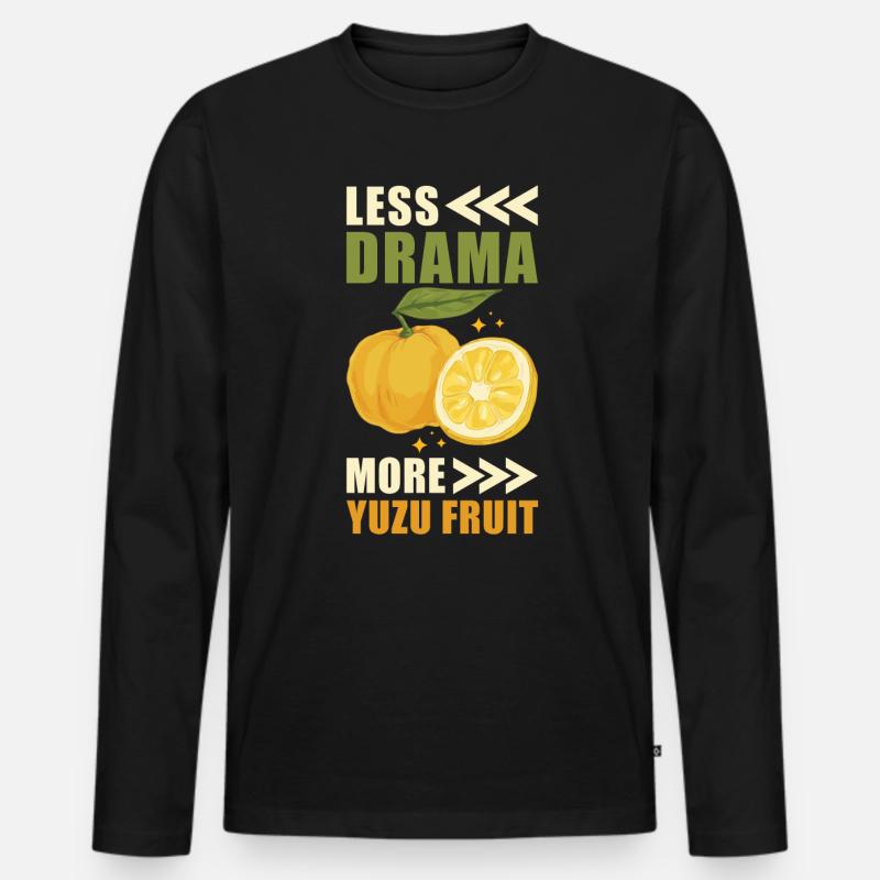 Yuzu Frucht Spruch - Männer Premium Bio Langarmshirt - Schwarz