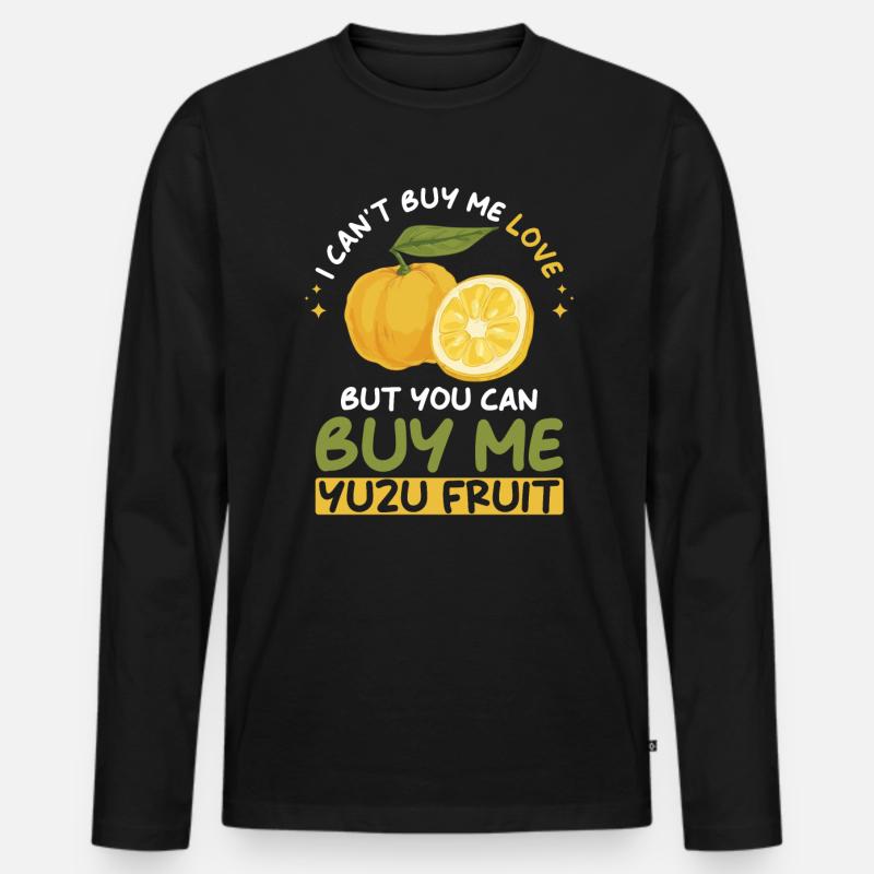 Yuzu Frucht Spruch - Männer Premium Bio Langarmshirt - Schwarz