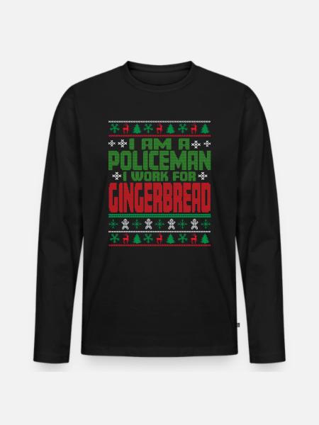 Policeman Christmas Quote - Men's Premium Organic Long Sleeve Shirt - black