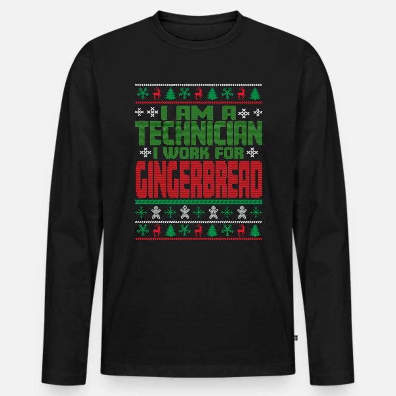 Techniker Weihnachten Spruch - Männer Premium Bio Langarmshirt - Schwarz