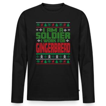 Dicton de Noël du soldat - T-shirt manches longues Premium bio Homme - noir - Devant - Nico (187cm)