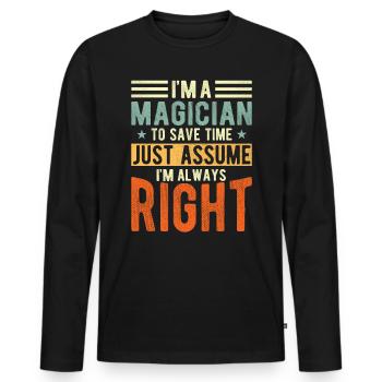 Zauberer - Männer Premium Bio Langarmshirt - Schwarz - Vorne - Nico (187cm)