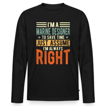 Marine Designer - Männer Premium Bio Langarmshirt - Schwarz - Vorne - Nico (187cm)