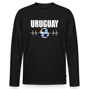 Uruguay Football - Men's Premium Organic Long Sleeve Shirt - black - Front - Nico (187cm)