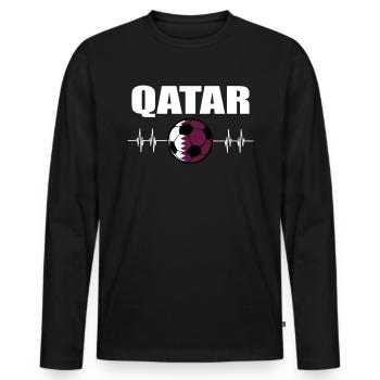 Qatar Football - Men's Premium Organic Long Sleeve Shirt - black - Front - Nico (187cm)