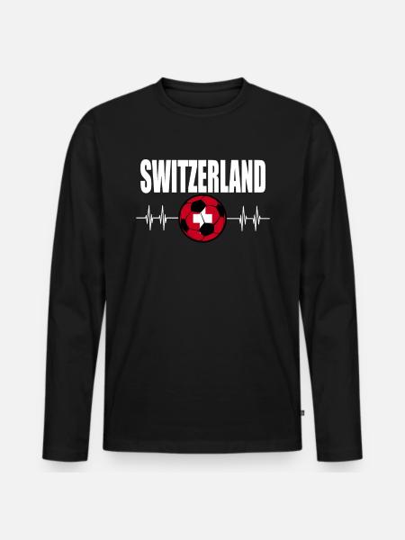 Schweiz Fußball - Männer Premium Bio Langarmshirt - Schwarz