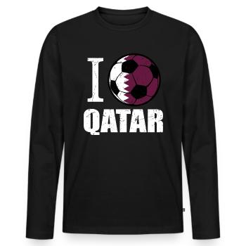 Qatar Football - Men's Premium Organic Long Sleeve Shirt - black - Front - Nico (187cm)