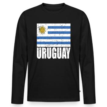 Uruguay Flag - Men's Premium Organic Long Sleeve Shirt - black - Front - Nico (187cm)