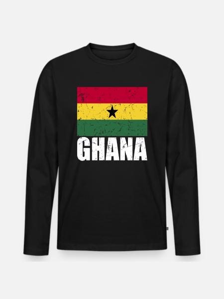 Ghana Flag - Men's Premium Organic Long Sleeve Shirt - black