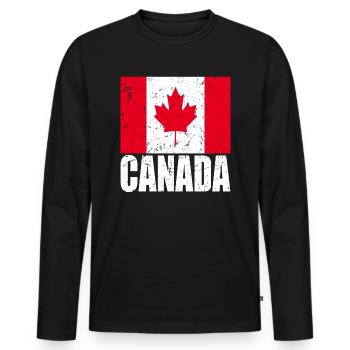 Drapeau du Canada - T-shirt manches longues Premium bio Homme - noir - Devant - Nico (187cm)