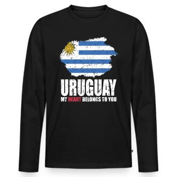 Uruguay Flag - Men's Premium Organic Long Sleeve Shirt - black - Front - Nico (187cm)