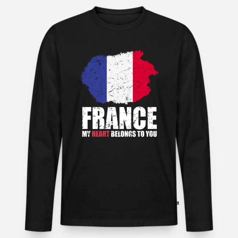 Frankreich Fahne - Männer Premium Bio Langarmshirt - Schwarz