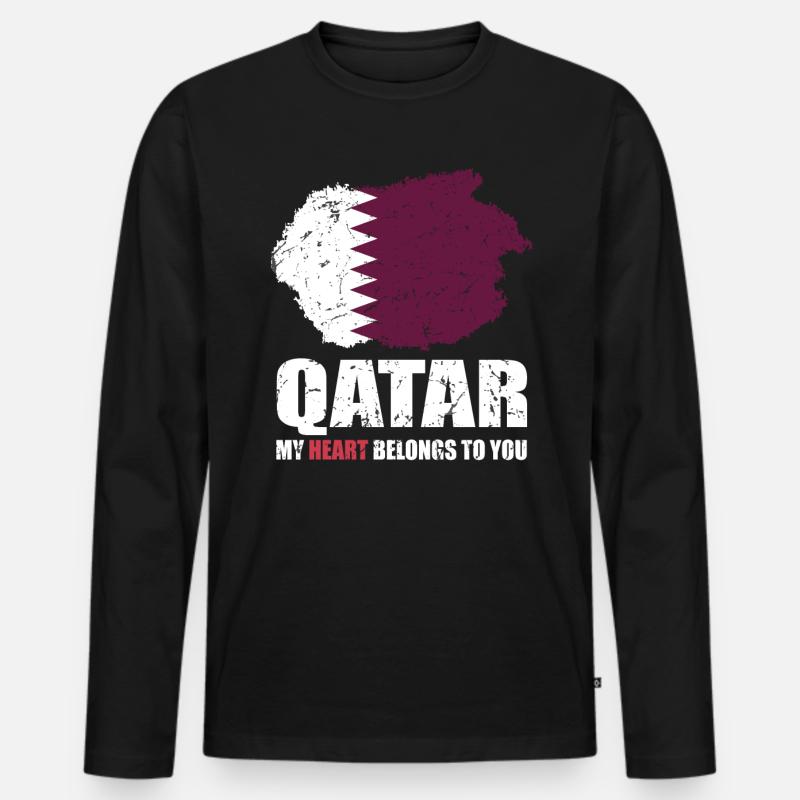 Katar Fahne - Männer Premium Bio Langarmshirt - Schwarz