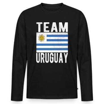 Uruguay Flag - Men's Premium Organic Long Sleeve Shirt - black - Front - Nico (187cm)