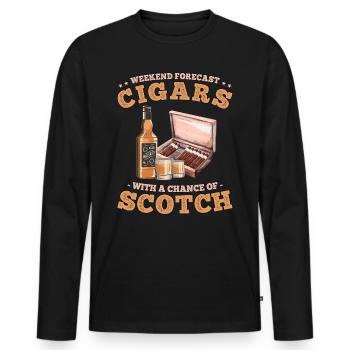 Weekend Forecast Cigars with a Chance of Scotch - Men's Premium Organic Long Sleeve Shirt - black - Front - Nico (187cm)