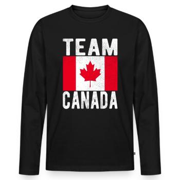 Drapeau du Canada - T-shirt manches longues Premium bio Homme - noir - Devant - Nico (187cm)