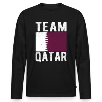Qatar Flag - Men's Premium Organic Long Sleeve Shirt - black - Front - Nico (187cm)