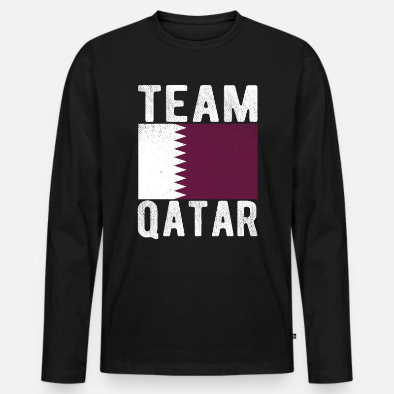 Katar Fahne - Männer Premium Bio Langarmshirt - Schwarz