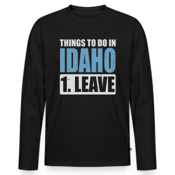 Idaho Meme - Männer Premium Bio Langarmshirt - Schwarz - Vorne - Nico (187cm)