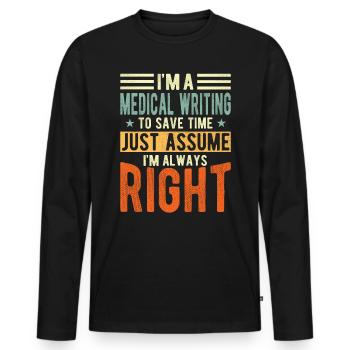Medical writing - Men's Premium Organic Long Sleeve Shirt - black - Front - Nico (187cm)