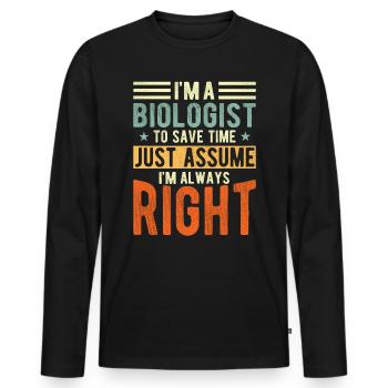 Biologist - Men's Premium Organic Long Sleeve Shirt - black - Front - Nico (187cm)