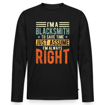 Blacksmith - Men's Premium Organic Long Sleeve Shirt - black - Front - Nico (187cm)