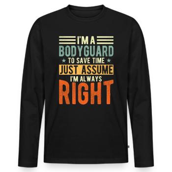 Garde du corps - T-shirt manches longues Premium bio Homme - noir - Devant - Nico (187cm)