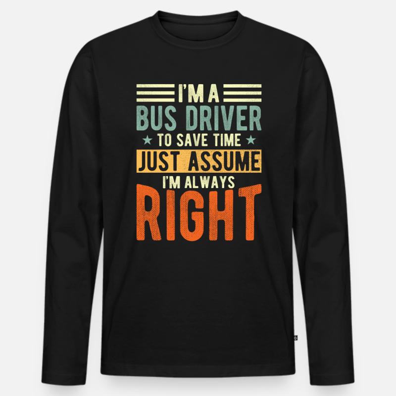 Busfahrer - Männer Premium Bio Langarmshirt - Schwarz