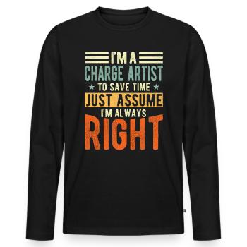 Artiste - T-shirt manches longues Premium bio Homme - noir - Devant - Nico (187cm)