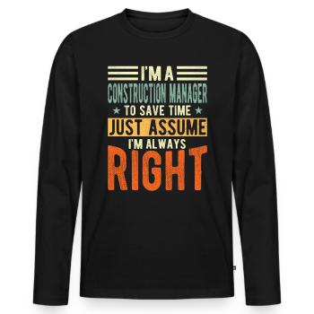 Responsable du site - T-shirt manches longues Premium bio Homme - noir - Devant - Nico (187cm)