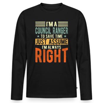 Rater Ranger - Männer Premium Bio Langarmshirt - Schwarz - Vorne - Nico (187cm)