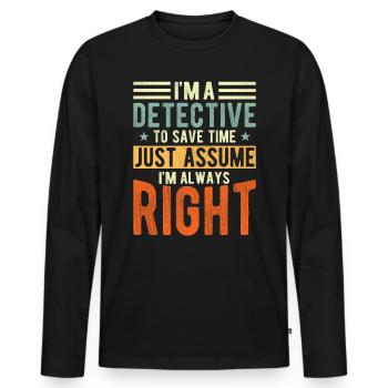 Detective - Men's Premium Organic Long Sleeve Shirt - black - Front - Nico (187cm)