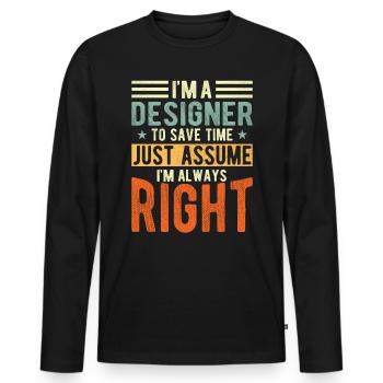 Designer - Männer Premium Bio Langarmshirt - Schwarz - Vorne - Nico (187cm)
