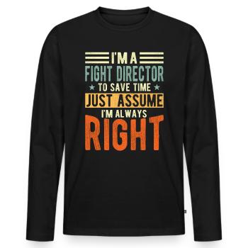 Directeur de bataille - T-shirt manches longues Premium bio Homme - noir - Devant - Nico (187cm)