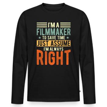 Filmmaker - Men's Premium Organic Long Sleeve Shirt - black - Front - Nico (187cm)