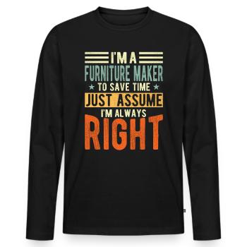 Fabricant de meubles - T-shirt manches longues Premium bio Homme - noir - Devant - Nico (187cm)
