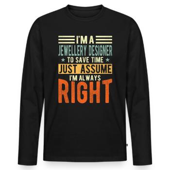 Créateur de bijoux - T-shirt manches longues Premium bio Homme - noir - Devant - Nico (187cm)