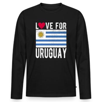 Uruguay Flag - Men's Premium Organic Long Sleeve Shirt - black - Front - Nico (187cm)