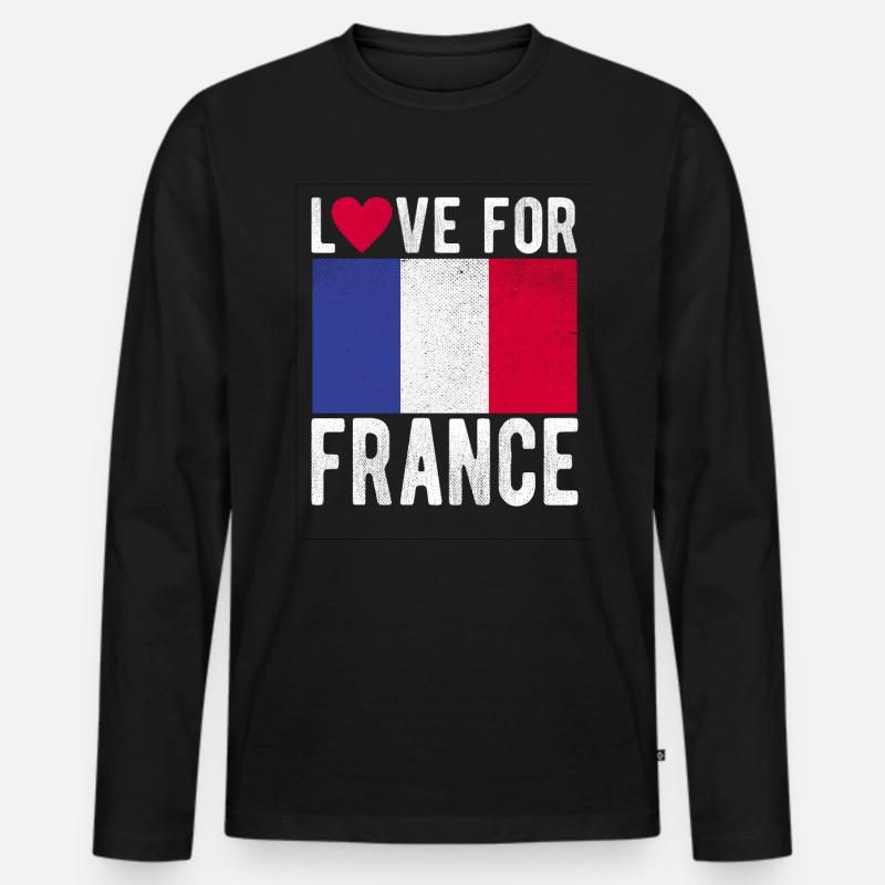 Frankreich Fahne - Männer Premium Bio Langarmshirt - Schwarz