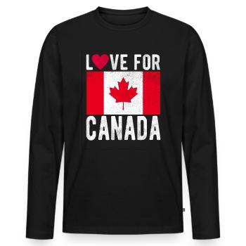 Drapeau du Canada - T-shirt manches longues Premium bio Homme - noir - Devant - Nico (187cm)