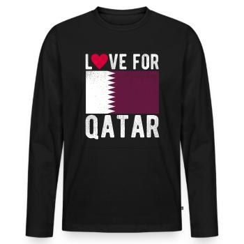 Qatar Flag - Men's Premium Organic Long Sleeve Shirt - black - Front - Nico (187cm)