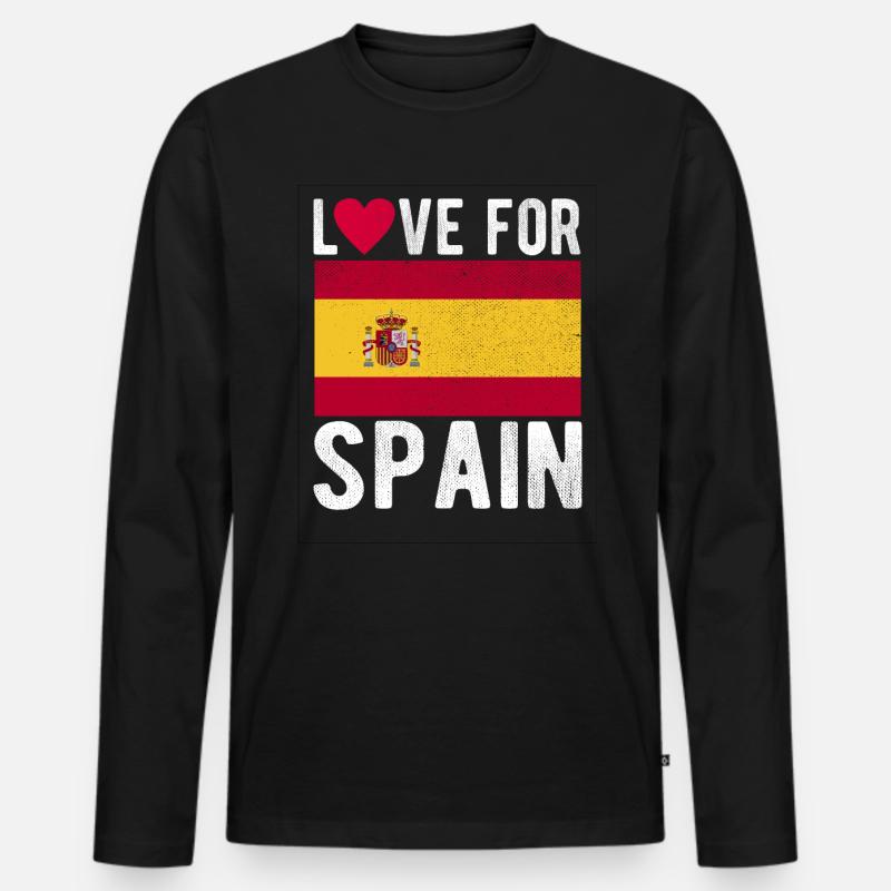 Spanien Fahne - Männer Premium Bio Langarmshirt - Schwarz