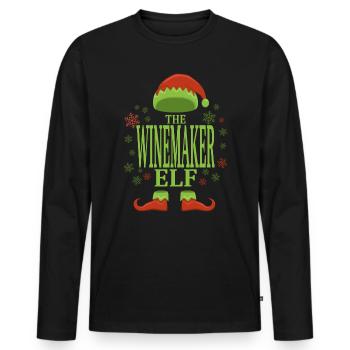 Winegrower Christmas Elf - Men's Premium Organic Long Sleeve Shirt - black - Front - Nico (187cm)
