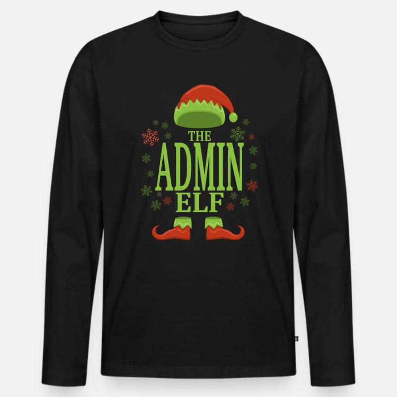 Admin Weihnachtself - Männer Premium Bio Langarmshirt - Schwarz