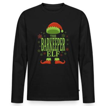 Barman Christmas Elf - T-shirt manches longues Premium bio Homme - noir - Devant - Nico (187cm)
