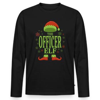 Offizier Weihnachtself - Männer Premium Bio Langarmshirt - Schwarz - Vorne - Nico (187cm)