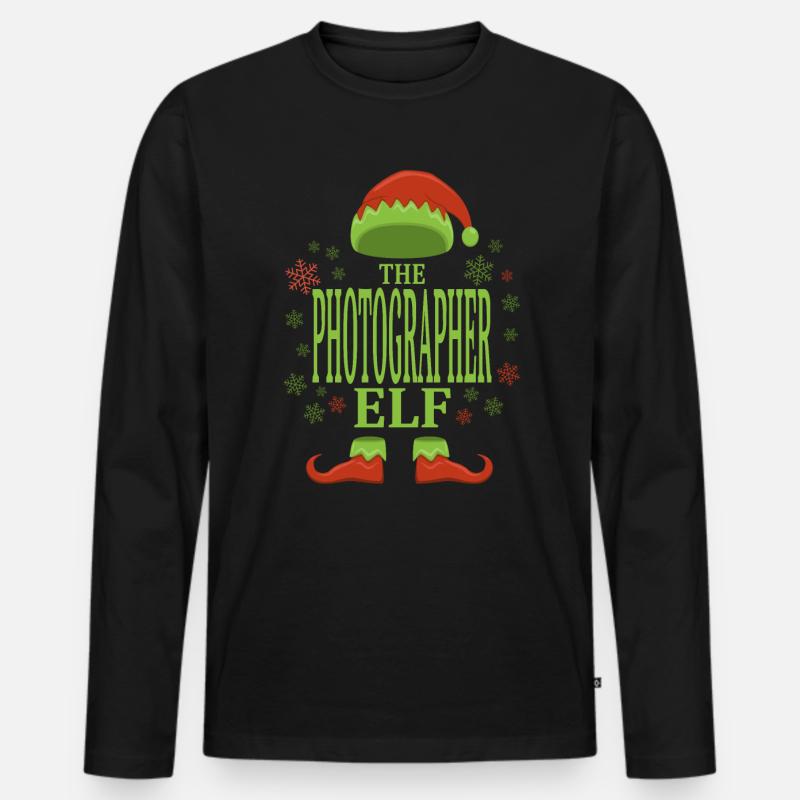 Fotograf Weihnachtself - Männer Premium Bio Langarmshirt - Schwarz