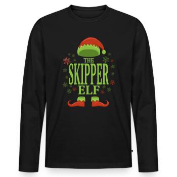 Skipper Christmas Elf - Men's Premium Organic Long Sleeve Shirt - black - Front - Nico (187cm)